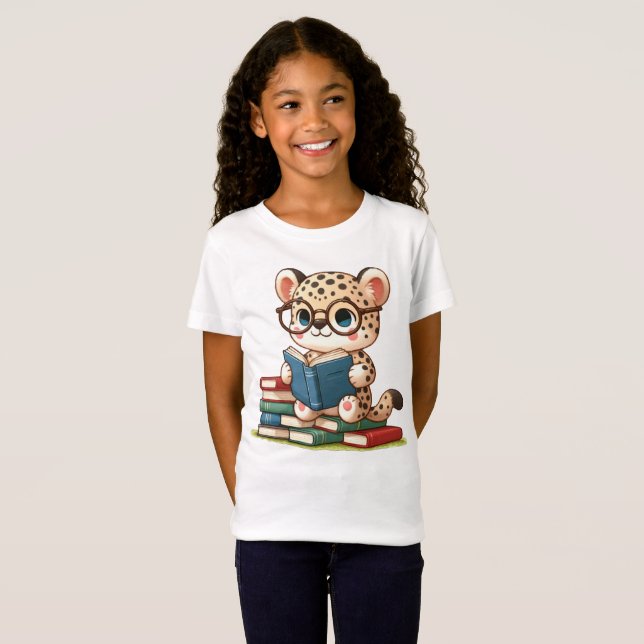 Camiseta Leopardo Fofo Lendo (Frente Completa)
