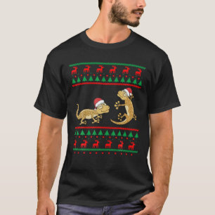 Camiseta Leopardo Gecko Ugly Christmas Sweater Engraçado L