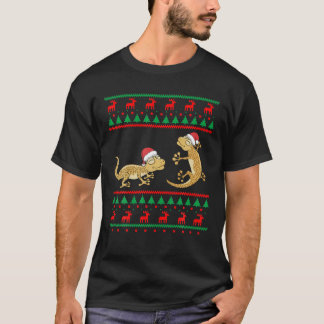 Camiseta Leopardo Gecko Ugly Christmas Sweater Engraçado Li