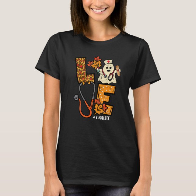 Camiseta Leopardo Ghost CNA Halloween Fall for Women (Frente)