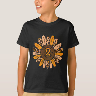 Camiseta Leopardo Girassol Laranja Laranja Cancer Leucemia 