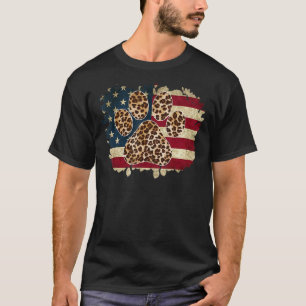 Camiseta Leopardo Grito Imprime A Pata De Cão Americano De