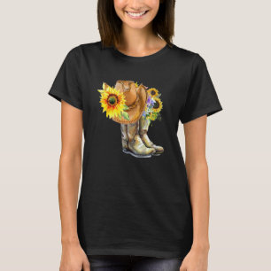 Camiseta Leopardo Hat Cowgirl Boot Sunflower Para Cowgirl C