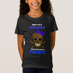 Camiseta Leopardo Imprime Arco Azul Pirata Princesa Caveira