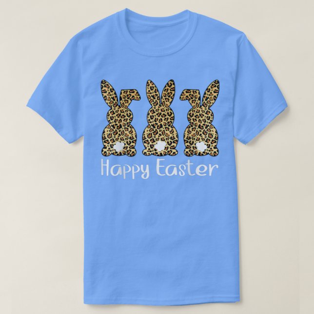 Camiseta Leopardo Imprime coelho da Páscoa (Frente do Design)