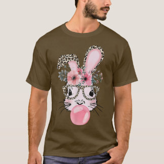 Camiseta Leopardo Imprime coelho soprando bolha borboleta G