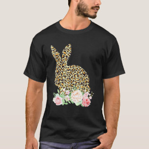 Camiseta Leopardo Imprime Flores de Coelhinhos Meninas Feli