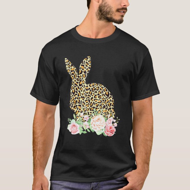 Camiseta Leopardo Imprime Flores de Coelhinhos Meninas Feli (Frente)