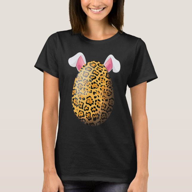Camiseta Leopardo Imprime Flores De Ovos Meninas Felz pasco (Frente)