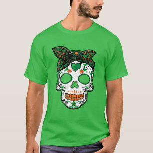Camiseta Leopardo Imprime o Crânio Irlandês de Açúcar S Mul