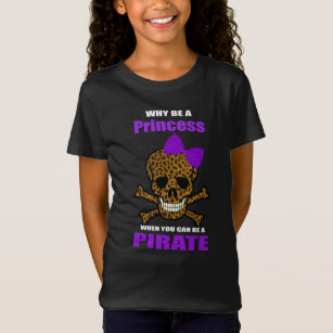 Camiseta Leopardo Imprimir Arco Roxo Pirata Princesa Caveir