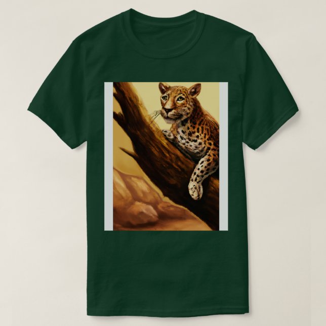 Camiseta Leopardo mente na árvore 2 (Frente do Design)