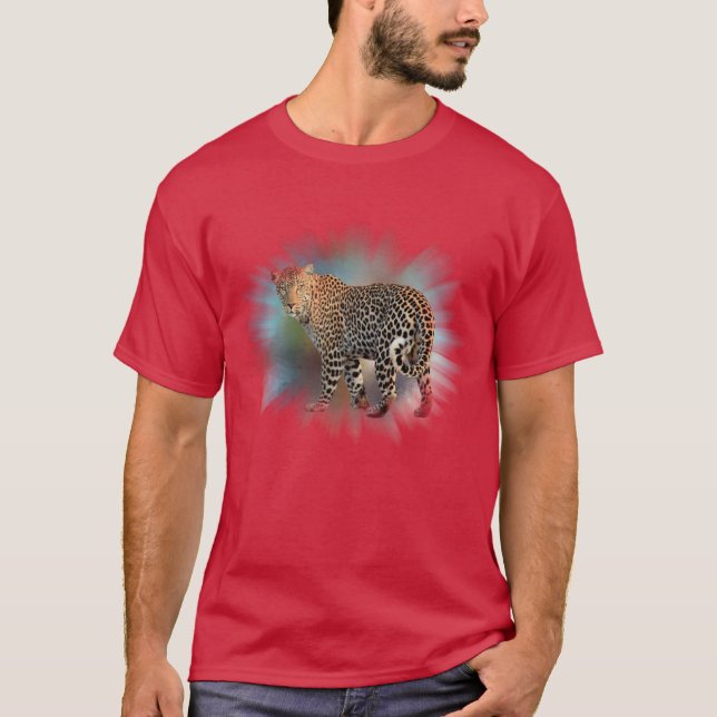 Camiseta Leopardo-Modelo Vermelho Cardinal Moderno Elegante (Frente)