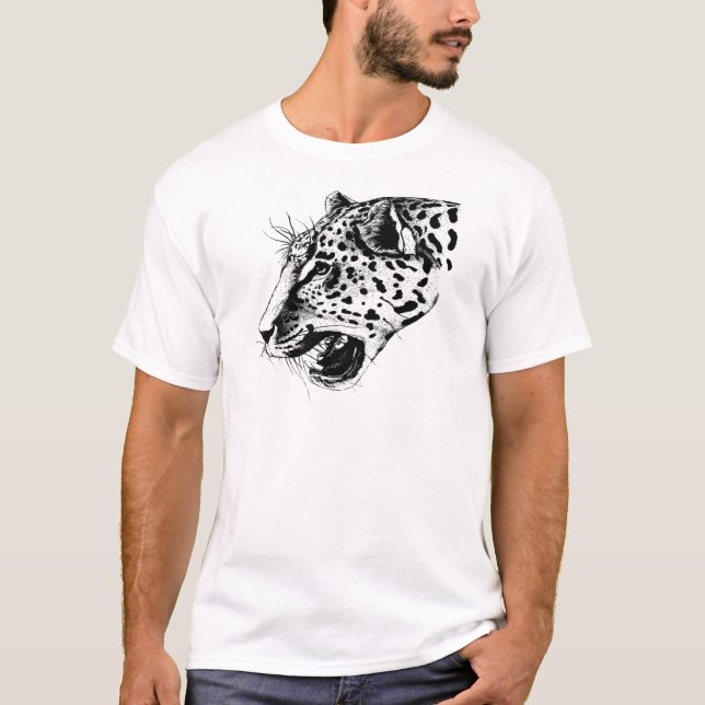 Camiseta Leopardo Negro E Branco (Frente)