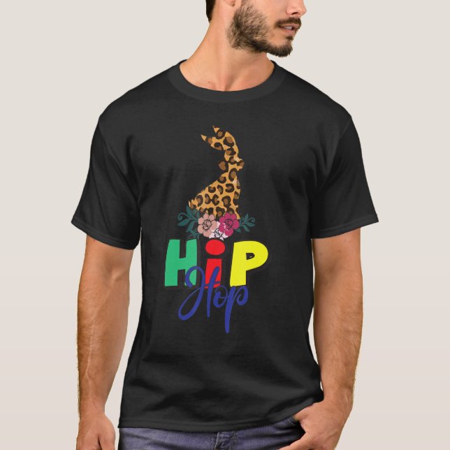 Camiseta Leopardo Páscoa Coelho Coelho Trito Páscoa Bonita  (Frente)