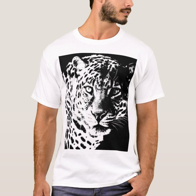 Camiseta Leopardo-Pop de-Arte-Modelo de-Camiseta (Frente)