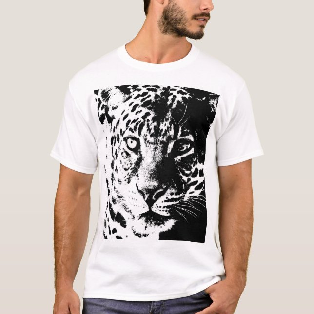 Camiseta Leopardo-Pop de-Arte-Modelo de-Camiseta (Frente)