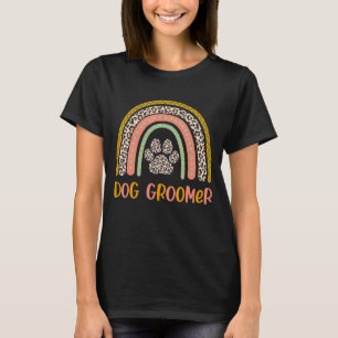 Camiseta Leopardo Rainbow Dog Groomer Pet Grooming Stylist 
