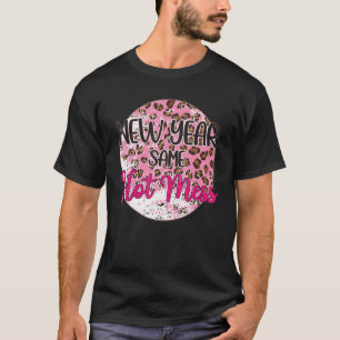 Camiseta Leopardo Rosa Novo Ano 2023 Mesma Mess Quente NYE