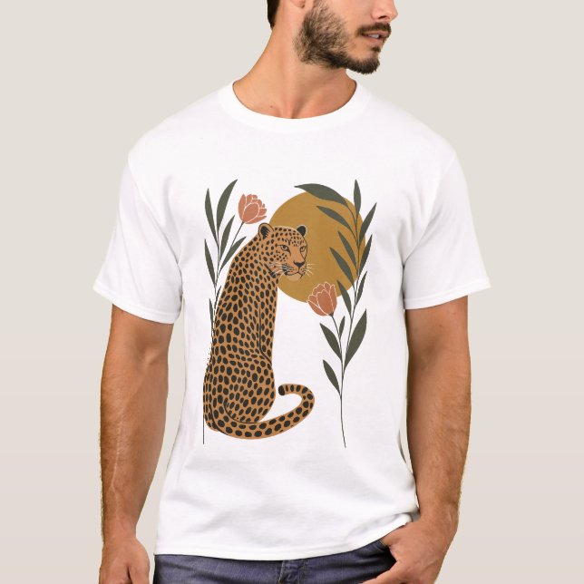 Camiseta Leopardo Soldado - Arte da Selva Botânica (Frente)