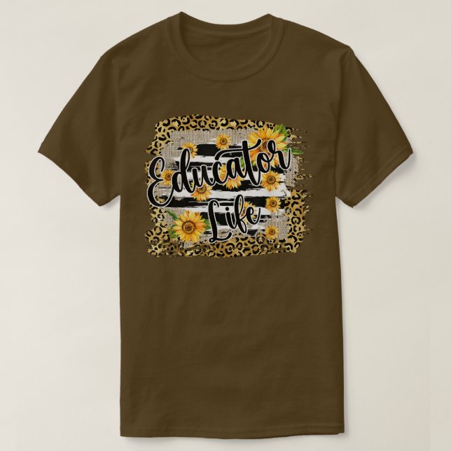 Camiseta Leopardo Sunflower Educational Life First Day Back (Frente do Design)