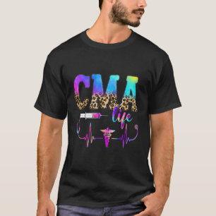 Camiseta Leopardo Tie Dye Cma Enfermeira Estetoscópio Enfer