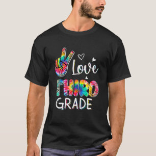 Camiseta Leopardo Tie Dye Peace Love Third Grade Girl Ki