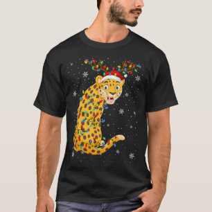 Camiseta Lepard Animal Santa Hat Festa de Natal Feia