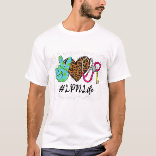 Camiseta Lepard Peace Love LPN Life Stethoscope School Nur