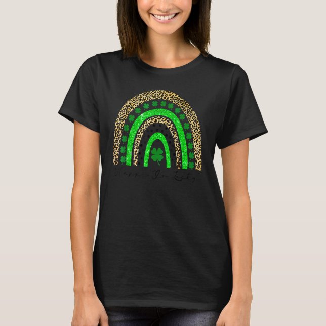 Camiseta Lepard Rainbow Shamrock Happy Go Lucky Rua Patrick (Frente)