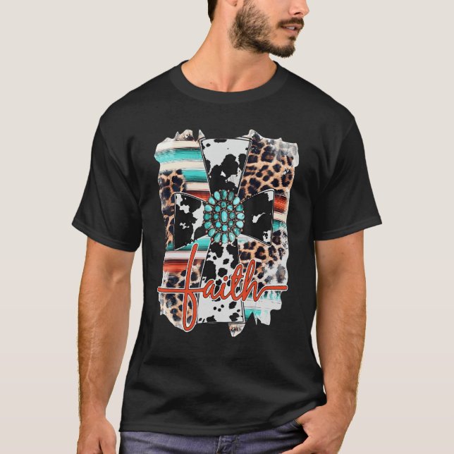 Camiseta Lepard Turquoise Jesus Cruze Fé Cristã Oeste (Frente)