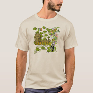 Camiseta Leprechaun afortunado e seu castelo irlandês