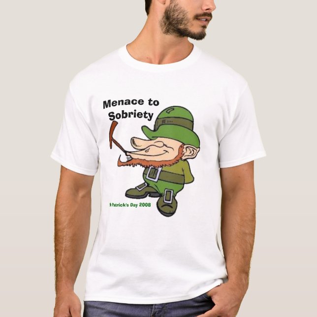 Camiseta Leprechaun, ameaça à sobriedade, a Dinamarca de St (Frente)