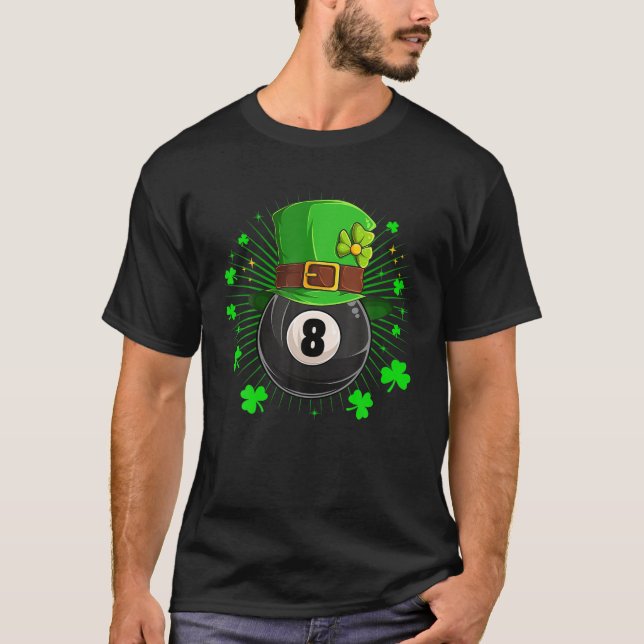 Camiseta Leprechaun Billiards Ball Dia de São Patrício Sham (Frente)