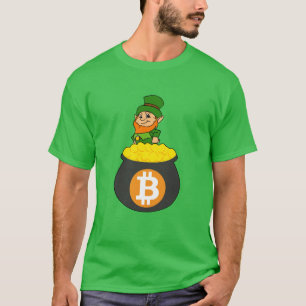 Camiseta Leprechaun Bitcoin Pote De Dia de São Patrício D