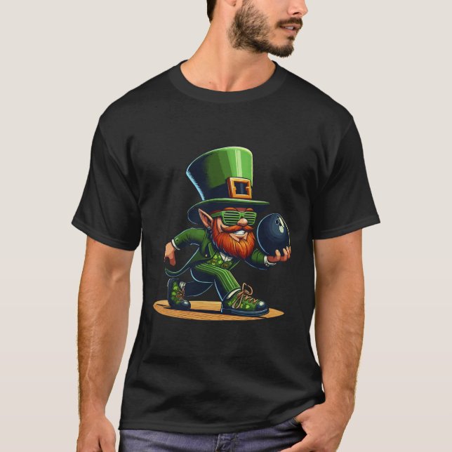 Camiseta Leprechaun Boliche Bowler Tee Rua.Patricks Dia Cri (Frente)
