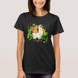 Camiseta Leprechaun Cat Riding Llama Happy Dia de São Patrí