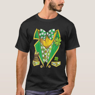 Camiseta Leprechaun Costume Tuxedo Com Shamrock Para Rua Pa