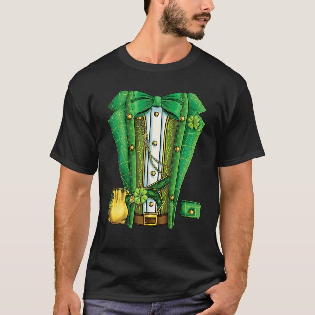 Camiseta Leprechaun Costume Tuxedo Dia de São Patrício Boys (Frente)