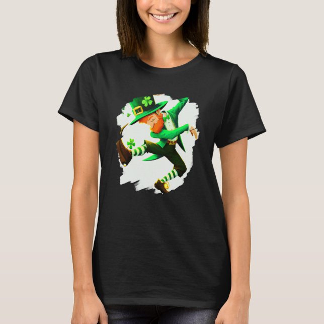 Camiseta Leprechaun Dabbing Dancing Dance St Patricks Day   (Frente)