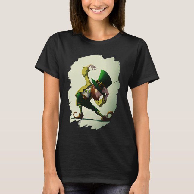 Camiseta Leprechaun Dabbing Dancing Dance St Patricks Day (Frente)