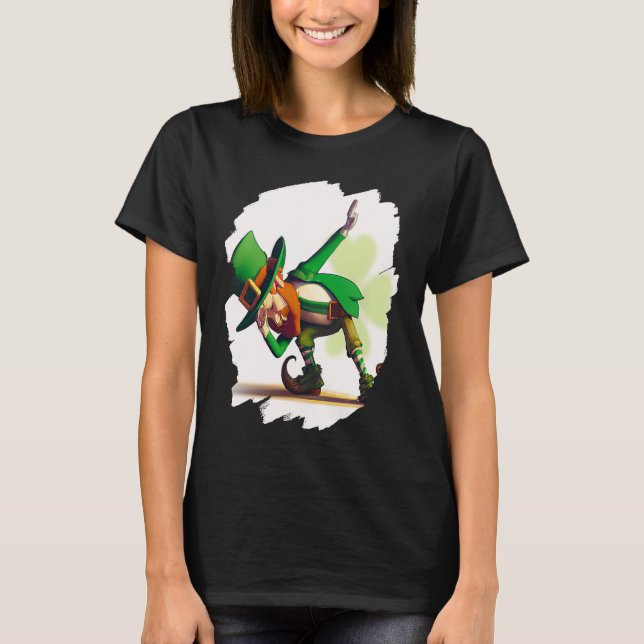 Camiseta Leprechaun Dabbing Dancing Dance St Patricks Day   (Frente)