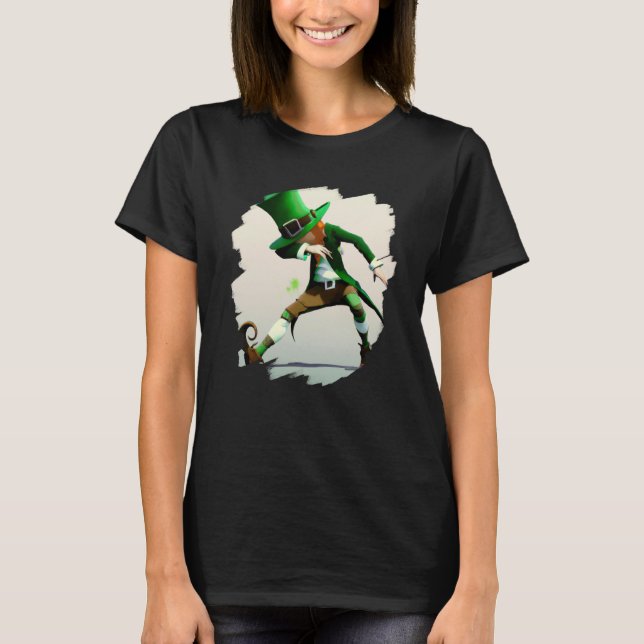 Camiseta Leprechaun Dabbing Dancing Dance St Patricks Day   (Frente)
