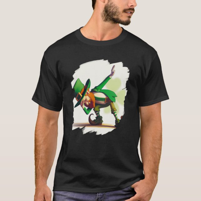 Camiseta Leprechaun Dabbing Dancing Dance St Patricks Day   (Frente)