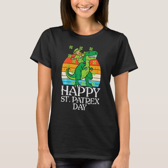 Camiseta Leprechaun Dino Happy St Patrex Patricks Day Toddl (Frente)