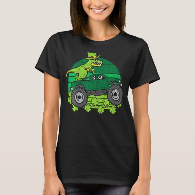 Camiseta Leprechaun Dino Monster Truck St Patricks Day Todd (Frente)