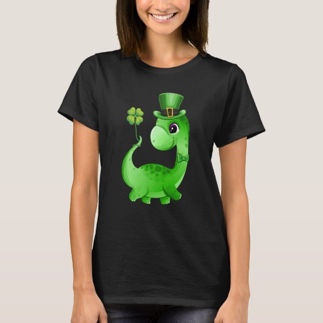 Camiseta Leprechaun Dinosaur Shamrock C Saint Patricks Day (Frente)