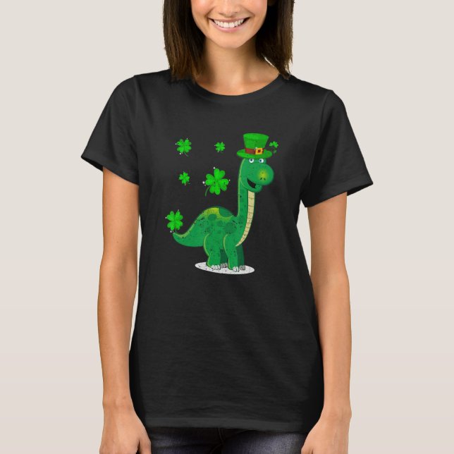 Camiseta Leprechaun Dinosaur Shamrock St Patricks Day Anima (Frente)