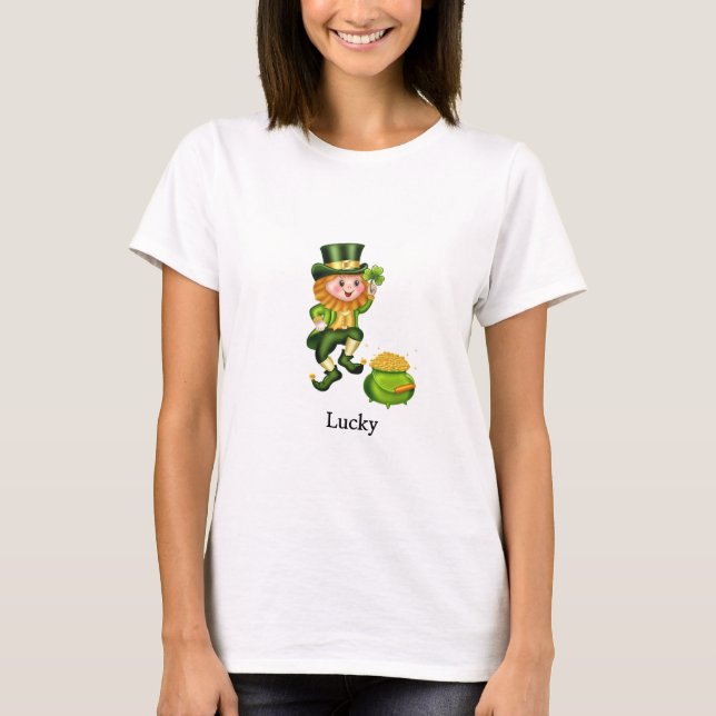 Camiseta Leprechaun e pote de ouro do Dia de São Patrick (Frente)