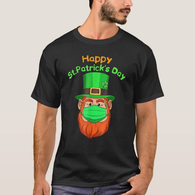Camiseta Leprechaun Face Mask Quarantine Happy St Patricks (Frente)